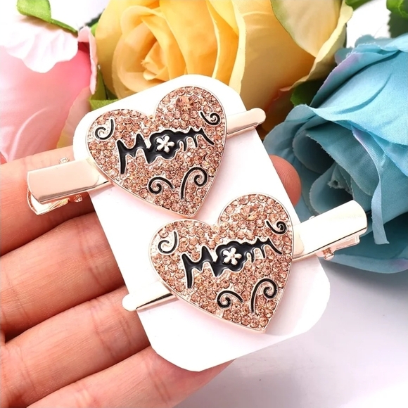 Accessories - Sparkly Rhinestone Mom / Mama Hair Clips